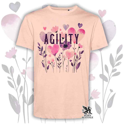 T-shirt rosa stampata con una grafica dedicata all'Agility, collezione Candy