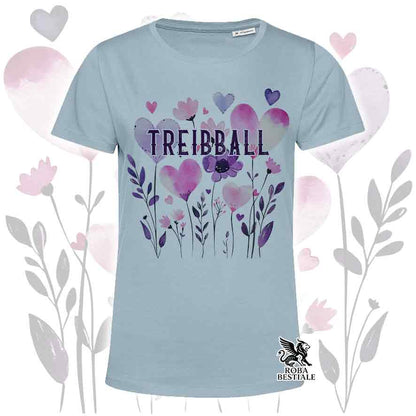 T-shirt azzurra stampata con una grafica dedicata al Treibball, collezione Candy