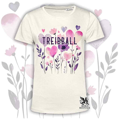 T-shirt beige stampata con una grafica dedicata al Treibball, collezione Candy