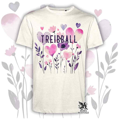 T-shirt beige stampata con una grafica dedicata al Treibball, collezione Candy