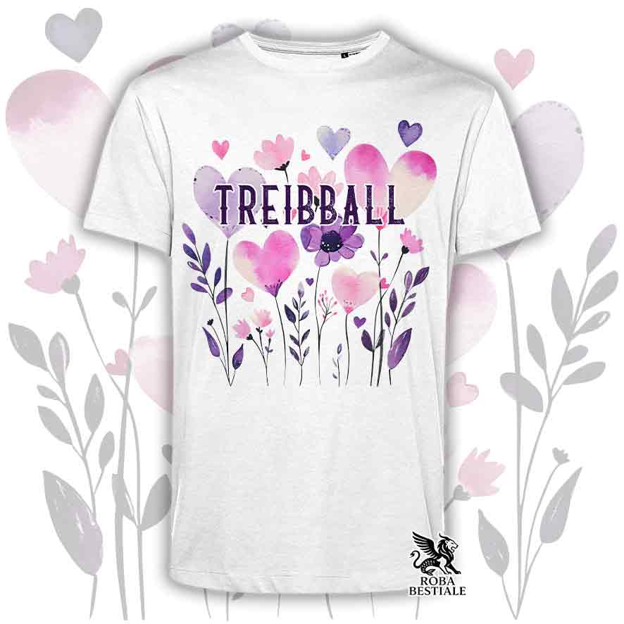 T-shirt bianca stampata con una grafica dedicata al Treibball, collezione Candy