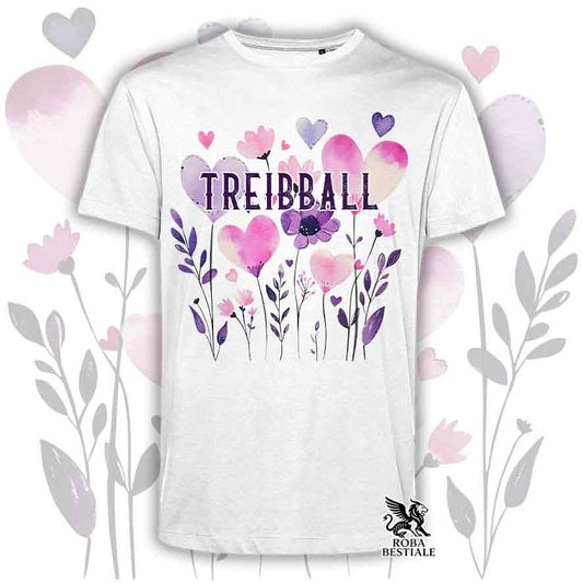 T-shirt bianca stampata con una grafica dedicata al Treibball, collezione Candy