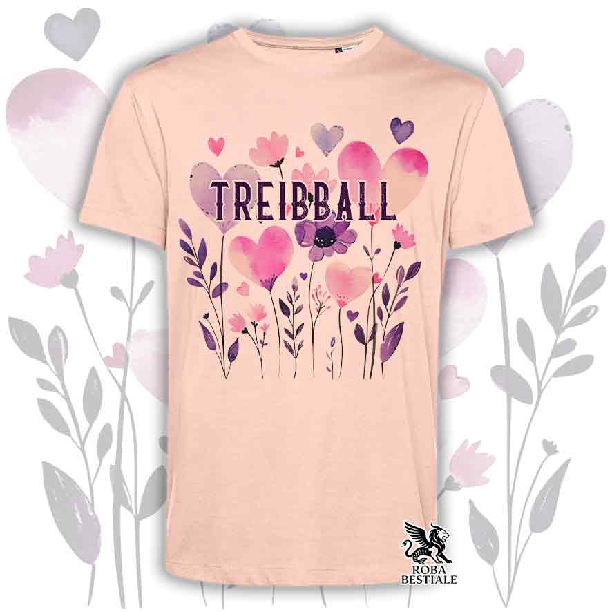 T-shirt rosa stampata con una grafica dedicata al Treibball, collezione Candy