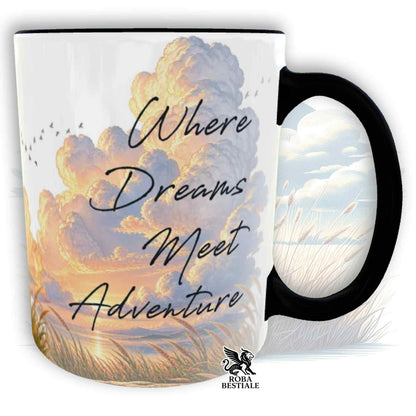 Mug CITATIONS "RÊVE" - AKITA INU Rouge - En céramique, avec anse et intérieur de différentes couleurs - 330 ml