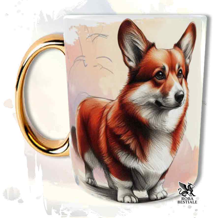 Tazza Welsh Corgi Cardigan rosso con illustrazione della collezione Behavior