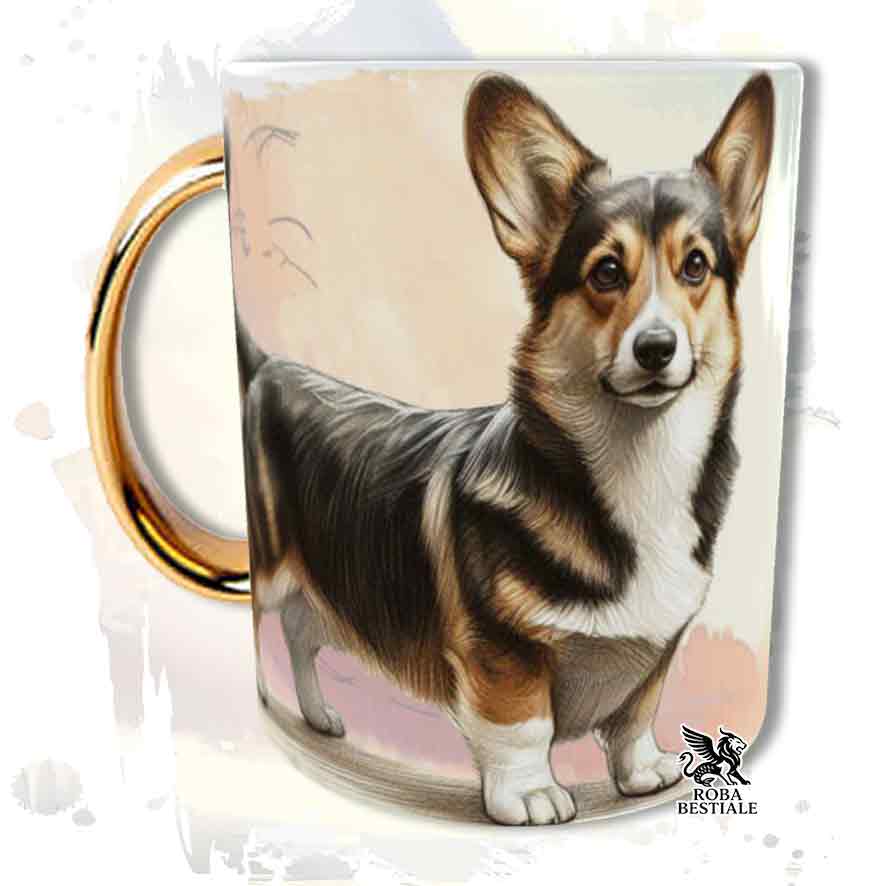 Tazza Welsh Corgi Cardigan tigrato con illustrazione della collezione Behavior