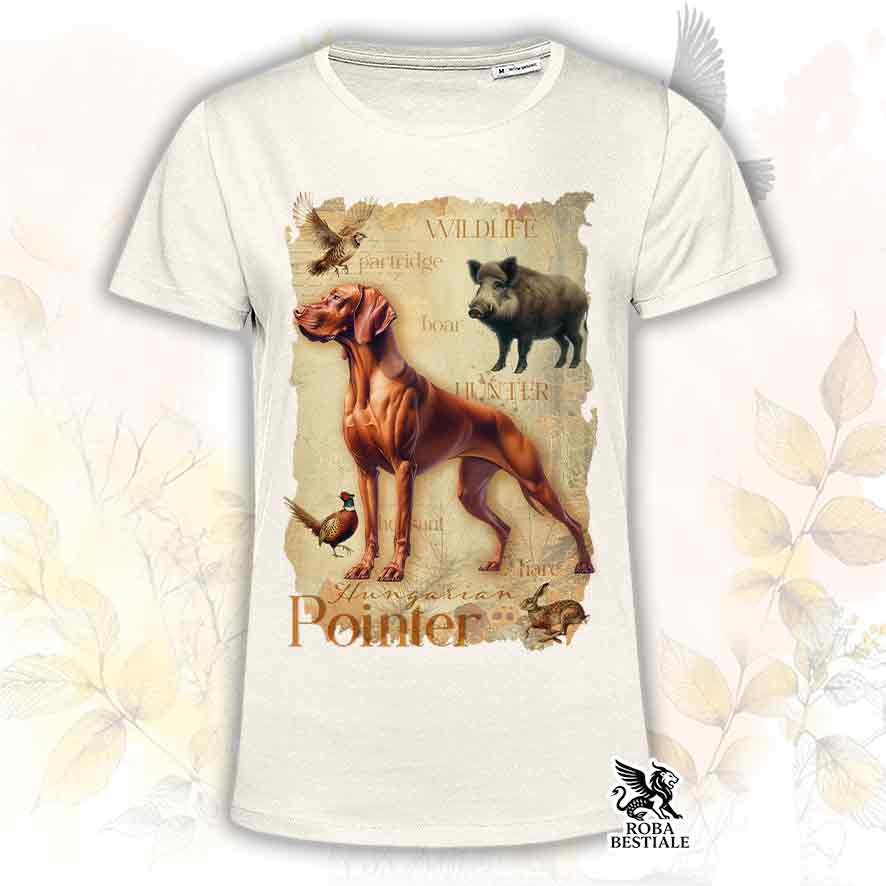 T-shirt beige dedicata al Vizsla e alla caccia, collezione Field Legacy
