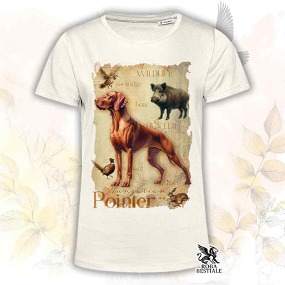 T-shirt beige dedicata al Vizsla e alla caccia, collezione Field Legacy