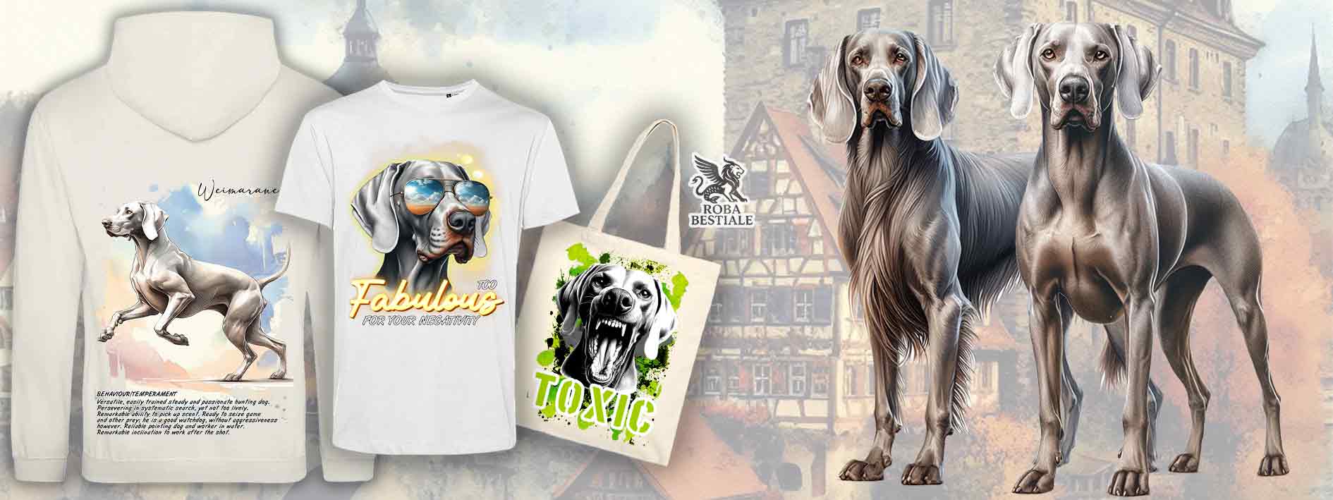 Abbigliamento e accessori con Weimaraner a pelo corto e lungo, idee regalo per gli appassionati della razza 