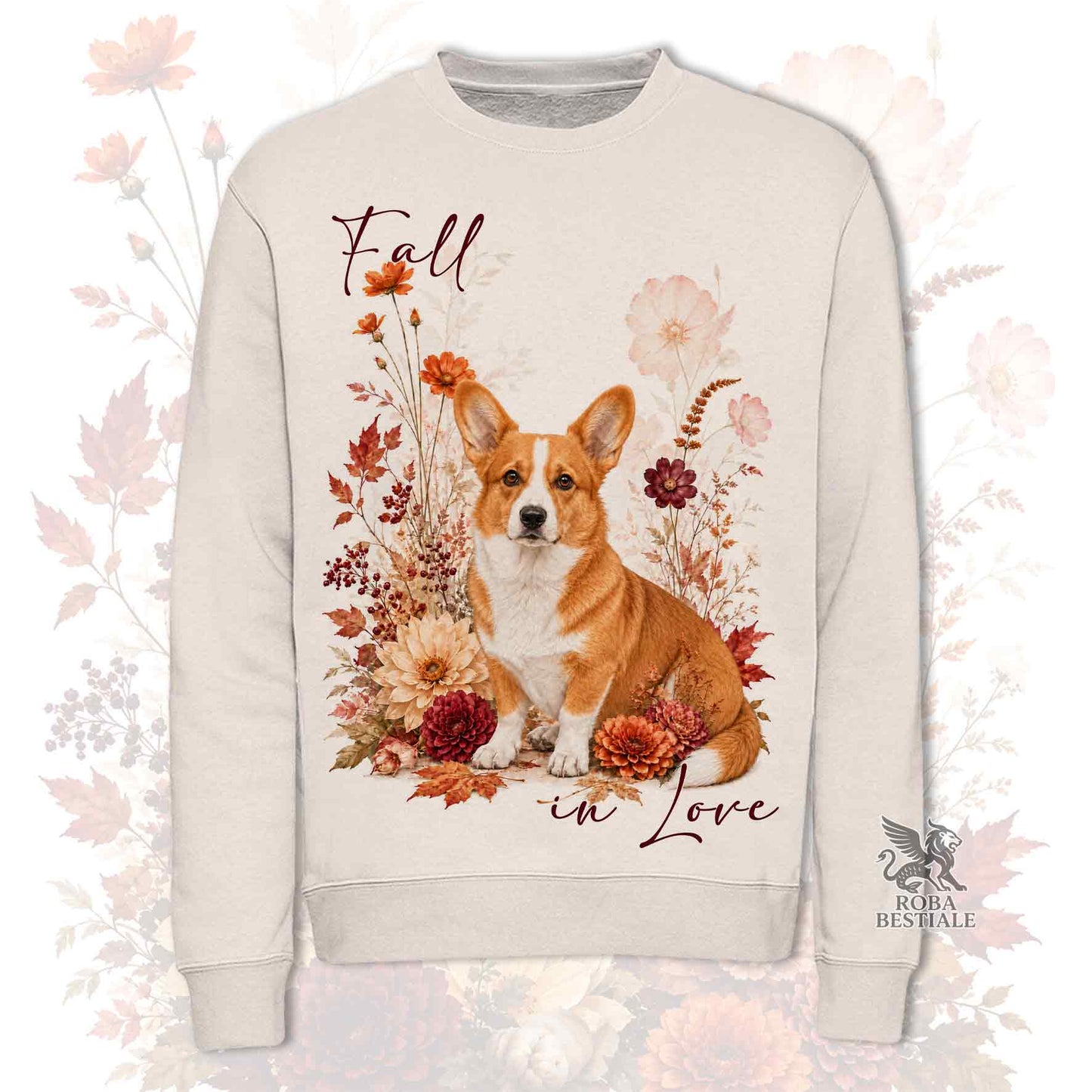 Felpa WELSH CORGI CARDIGAN Rosso - Girocollo - Collezione Fall...in Love