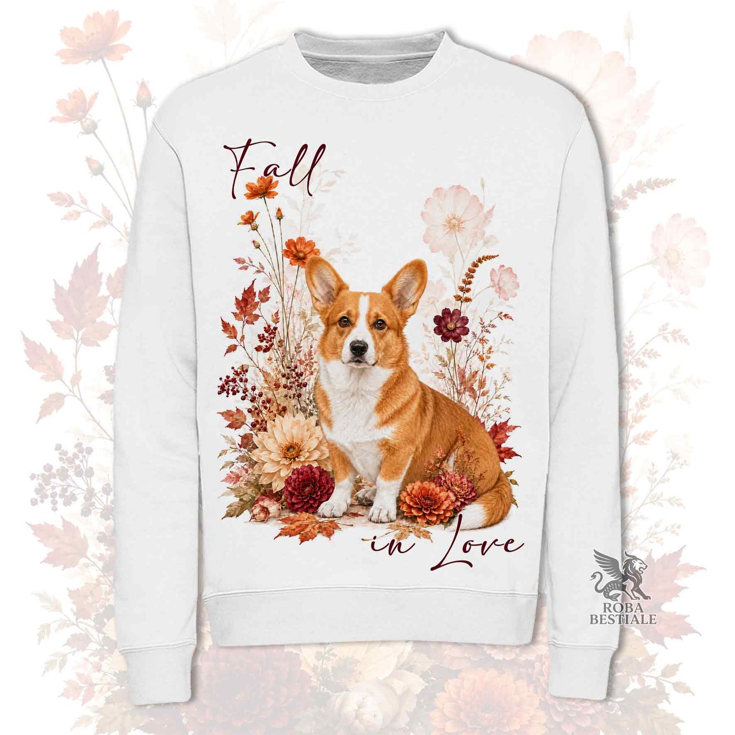Felpa WELSH CORGI CARDIGAN Rosso - Girocollo - Collezione Fall...in Love