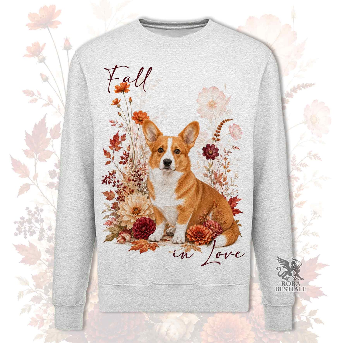 Felpa WELSH CORGI CARDIGAN Rosso - Girocollo - Collezione Fall...in Love