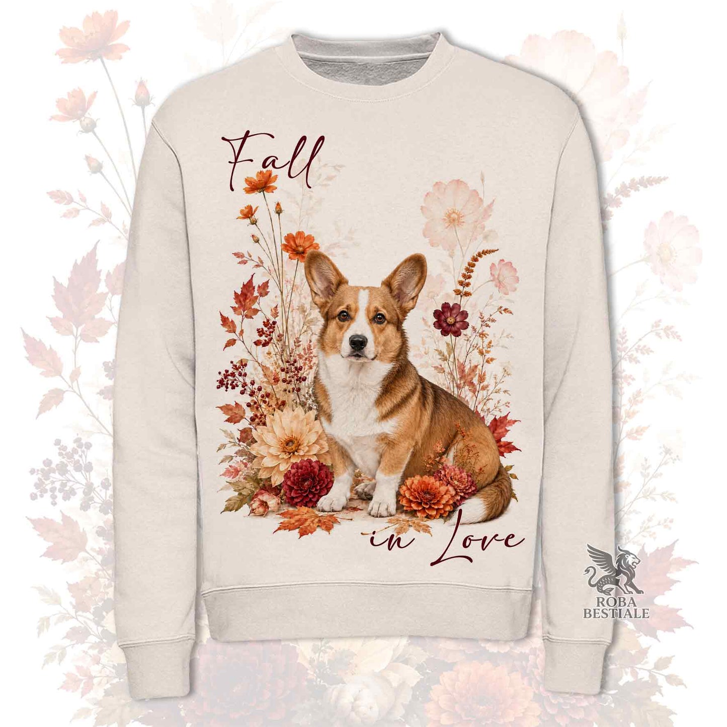 Felpa WELSH CORGI CARDIGAN Zibellino - Girocollo - Collezione Fall...in Love