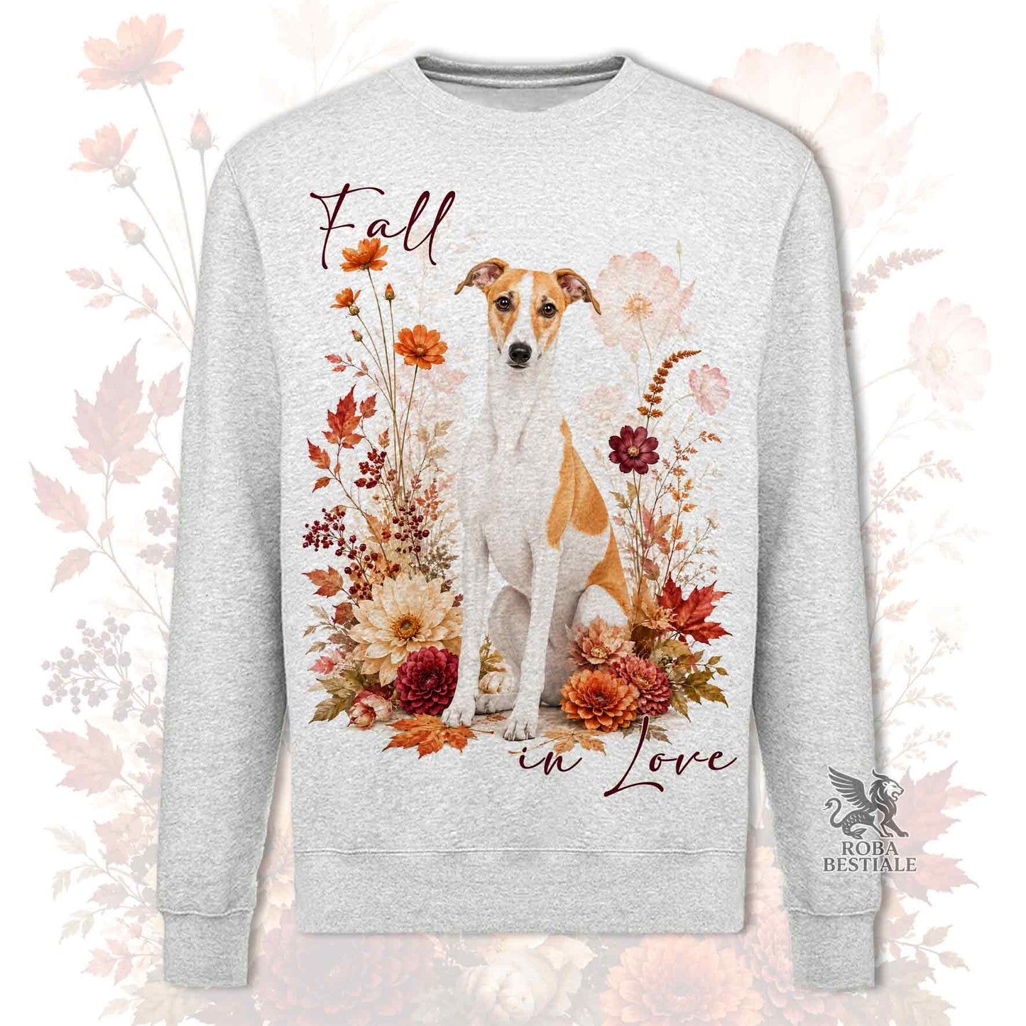 Felpa WHIPPET Bianco Fulvo - Girocollo - Collezione Fall...in Love