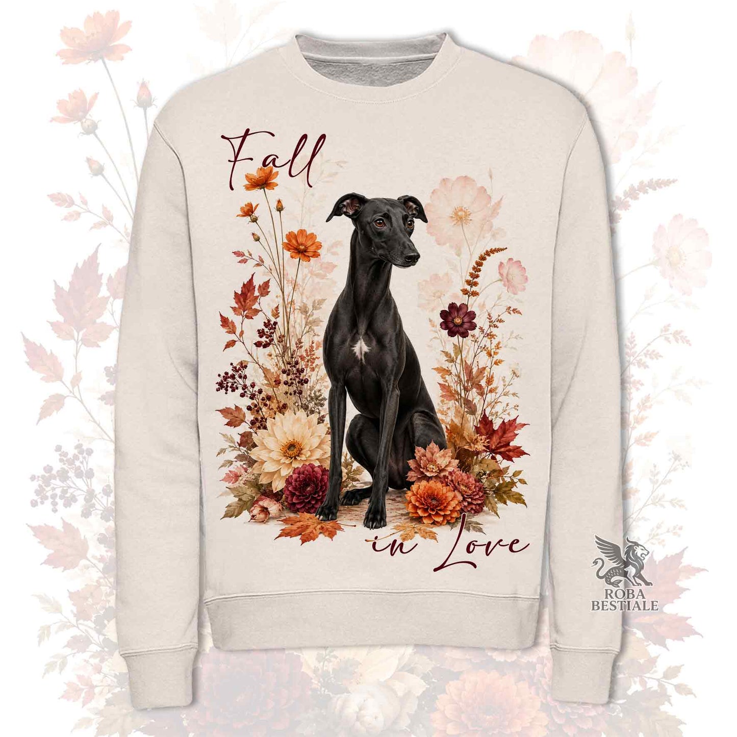 Felpa WHIPPET Nero - Girocollo - Collezione Fall...in Love