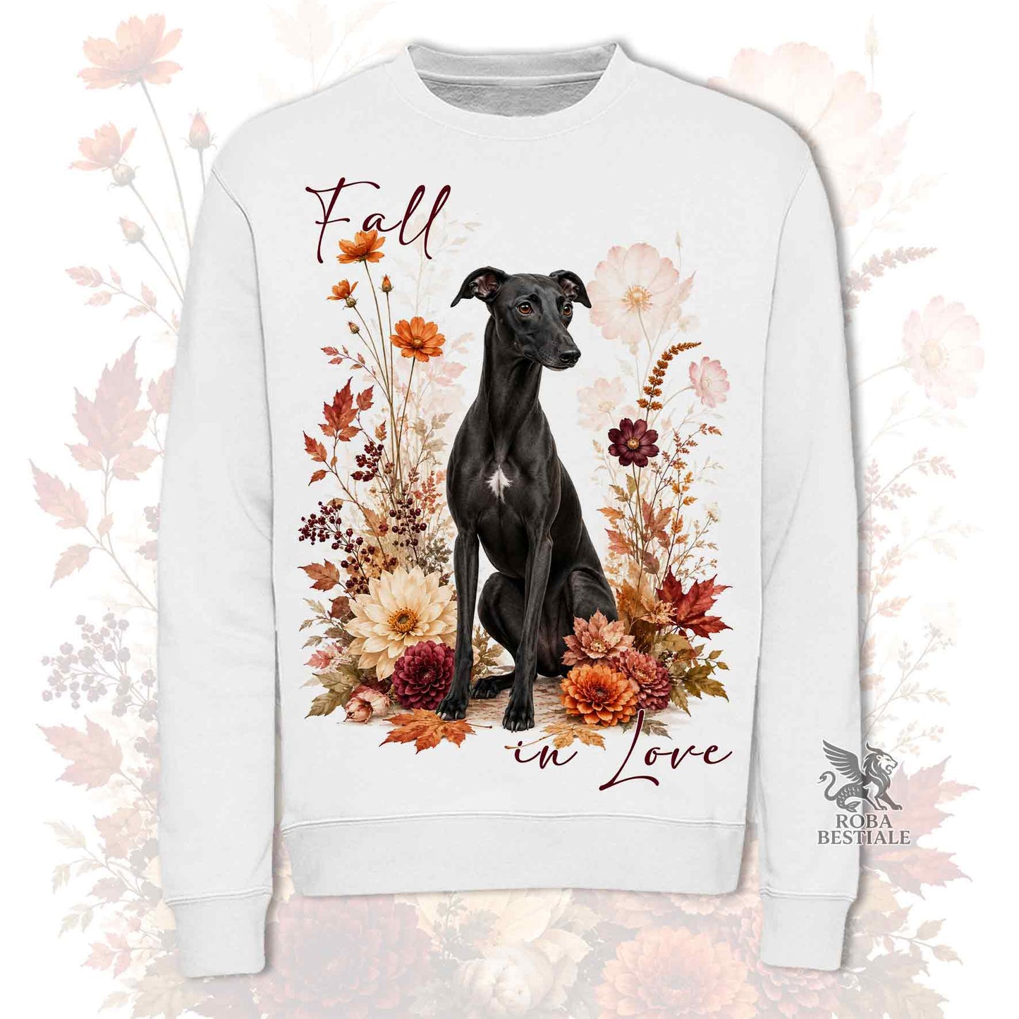 Felpa WHIPPET Nero - Girocollo - Collezione Fall...in Love